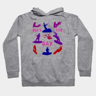 Kitesurfer Silhouette Pattern With Seas The Day Quote Hoodie